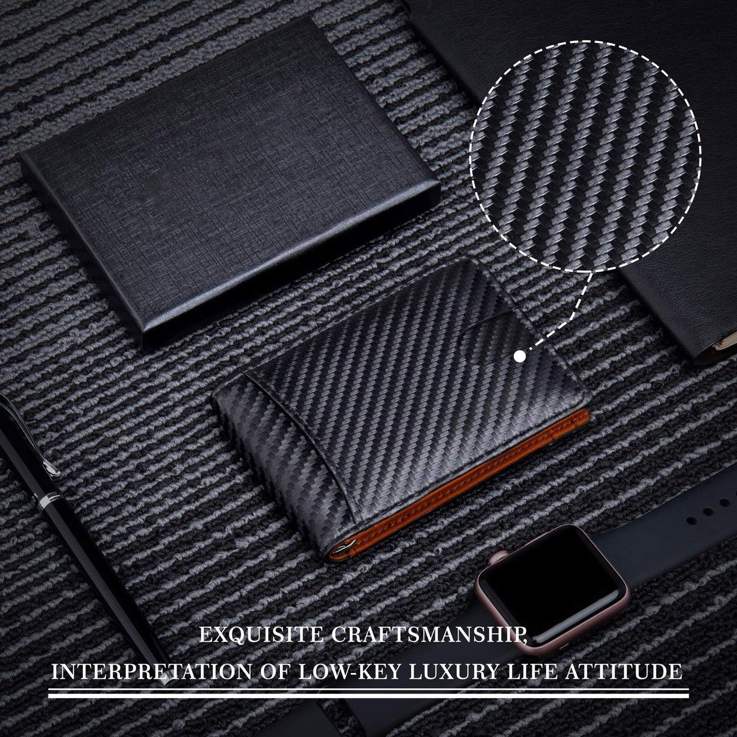 RFID Blocking Microfiber Leather Card Holder Cash Clip Design Men Card Bag Wallet