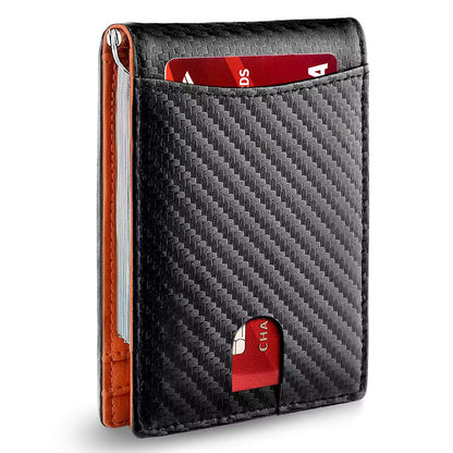 RFID Blocking Microfiber Leather Card Holder Cash Clip Design Men Card Bag Wallet