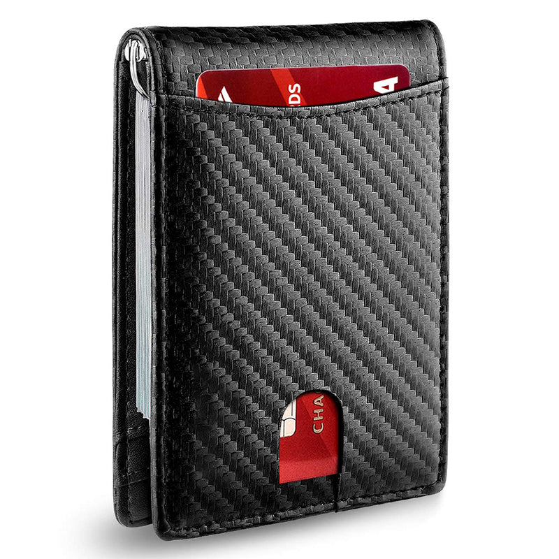 RFID Blocking Microfiber Leather Card Holder Cash Clip Design Men Card Bag Wallet