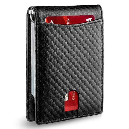 RFID Blocking Microfiber Leather Card Holder Cash Clip Design Men Card Bag Wallet