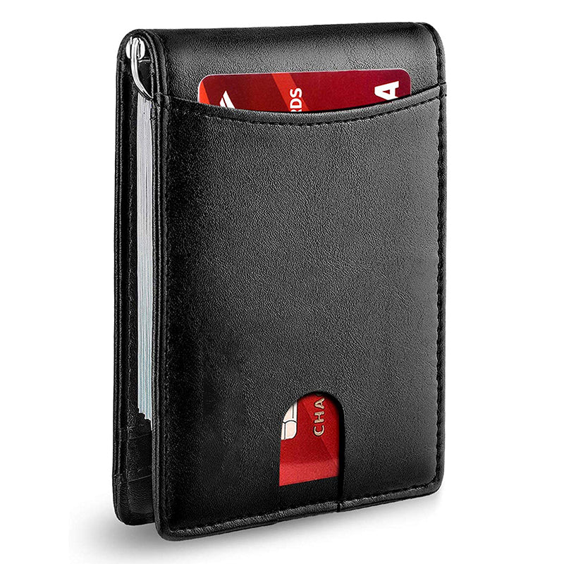 RFID Blocking Microfiber Leather Card Holder Cash Clip Design Men Card Bag Wallet
