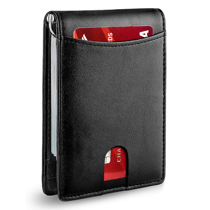 RFID Blocking Microfiber Leather Card Holder Cash Clip Design Men Card Bag Wallet
