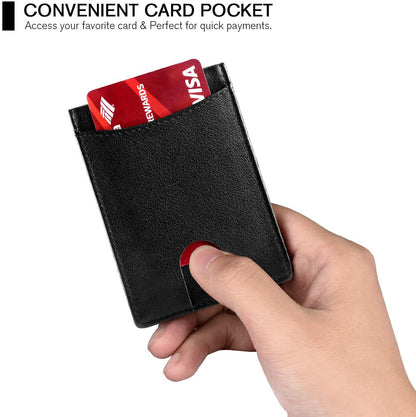 RFID Blocking Microfiber Leather Card Holder Cash Clip Design Men Card Bag Wallet