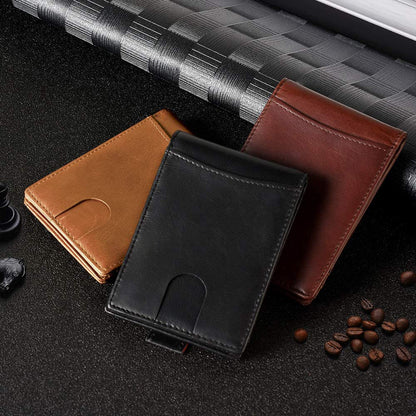 RFID Blocking Microfiber Leather Card Holder Cash Clip Design Men Card Bag Wallet