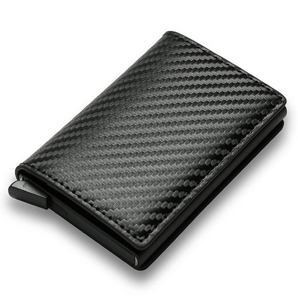 RFID Blocking Automatic Pop Up PU Leather + Aluminum Alloy Credit Card Holder Case Pocket Wallet