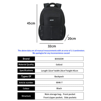BOISEEN 6646-7 Oxford Waterproof Daypack Casual Travel Bag with Laptop Compartment Fit 17 inch Laptop