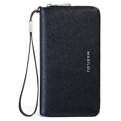RFID Blocking Card Slots Wallet Split Leather Clutch Hand Bag Purse Cell Phone Holster Pouch Credit Card Holder