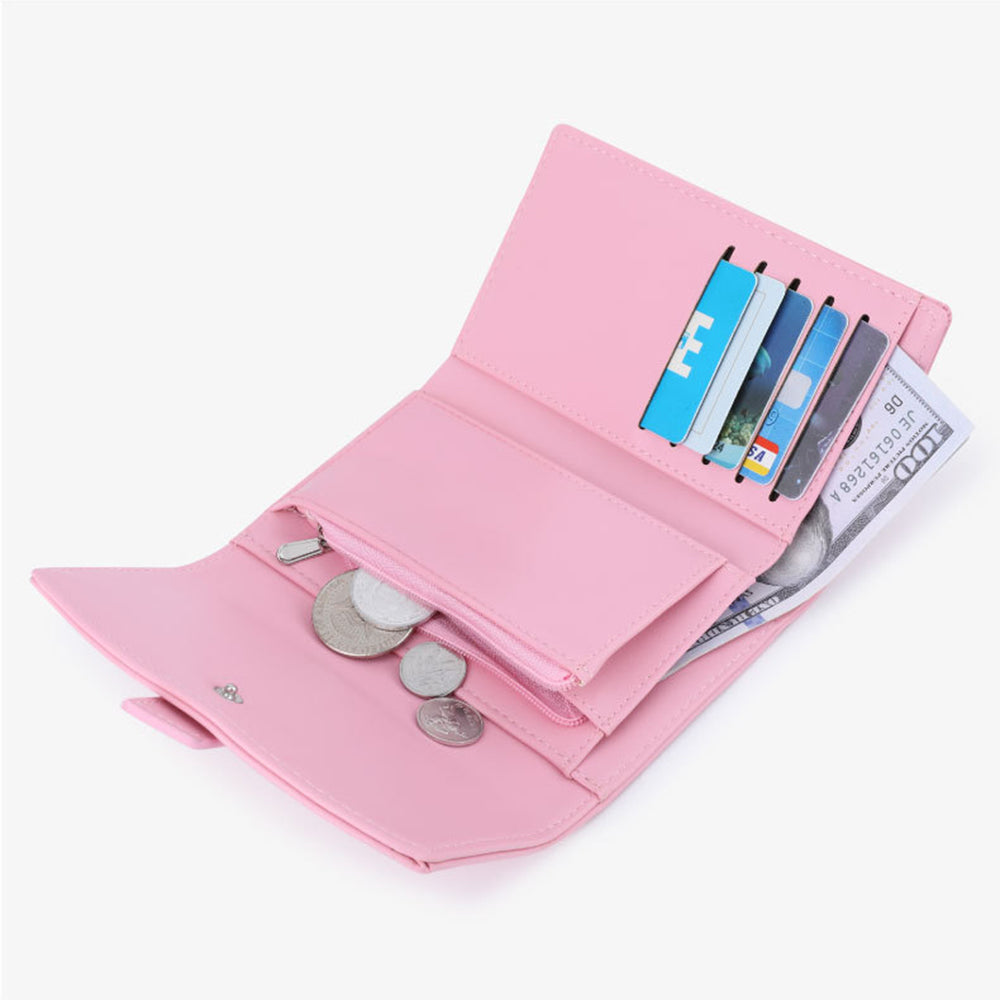 TAILIAN T6224-007 Women's Folding Wallet Coin Carrying Bag PU Leather Card Storage Holder for Teen Girls