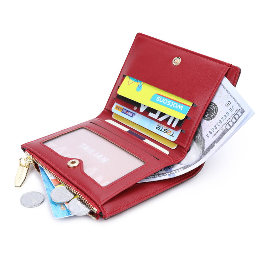 TAILIAN T2602-168 Women's Folding Wallet Crocodile Texture Coin Storage Pouch PU Leather Card Holder for Teen Girls