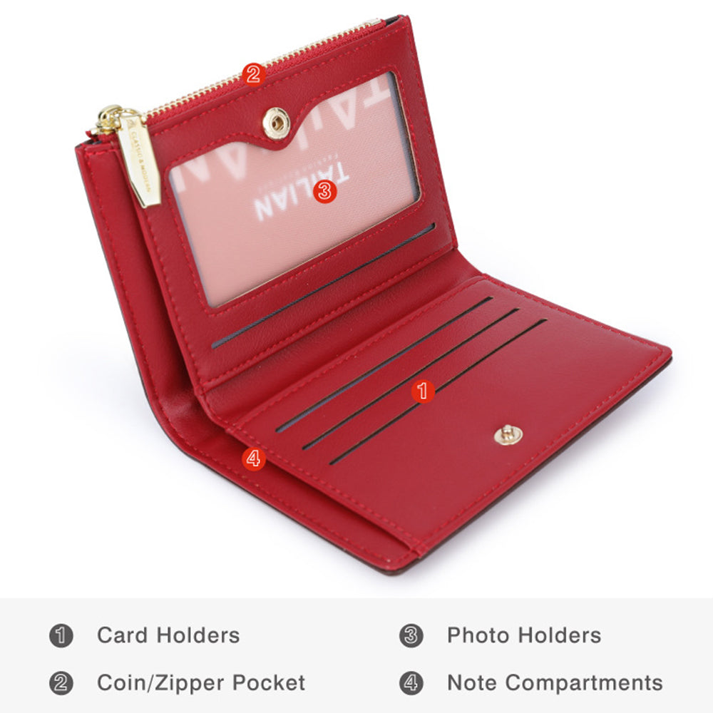 TAILIAN T2602-168 Women's Folding Wallet Crocodile Texture Coin Storage Pouch PU Leather Card Holder for Teen Girls