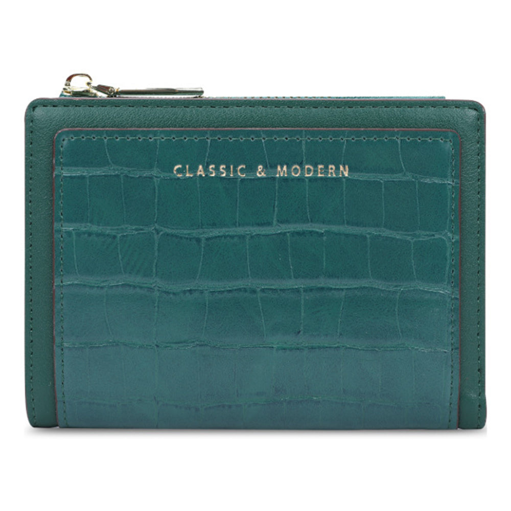 TAILIAN T2602-168 Women's Folding Wallet Crocodile Texture Coin Storage Pouch PU Leather Card Holder for Teen Girls