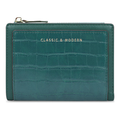 TAILIAN T2602-168 Women's Folding Wallet Crocodile Texture Coin Storage Pouch PU Leather Card Holder for Teen Girls