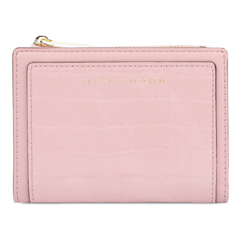 TAILIAN T2602-168 Women's Folding Wallet Crocodile Texture Coin Storage Pouch PU Leather Card Holder for Teen Girls