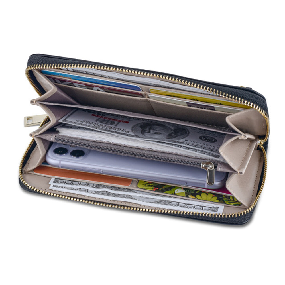TAILIAN T9612-014 PU Leather Long Wallet Women Cellphone Holder Zipper Clutch Bag