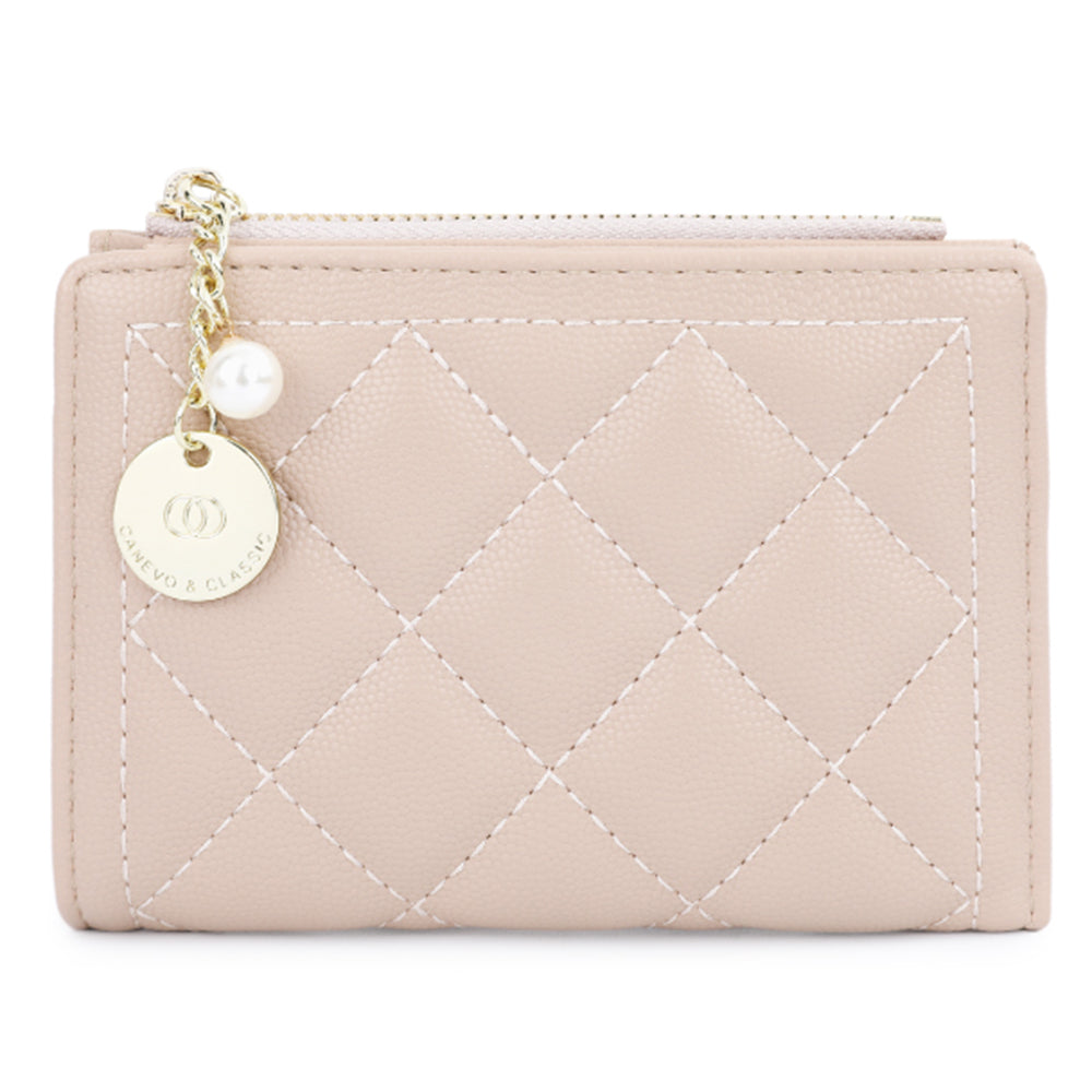 TAILIAN T2602-288 Rhombus Decor Leather Wallet Women's Clutch Purse with Pearl Decor