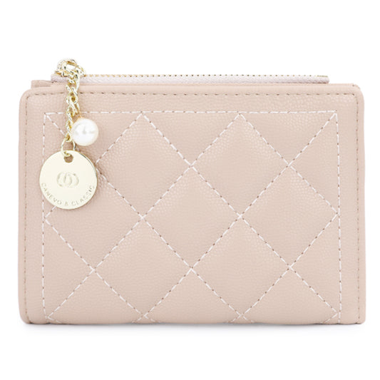 TAILIAN T2602-288 Rhombus Decor Leather Wallet Women's Clutch Purse with Pearl Decor