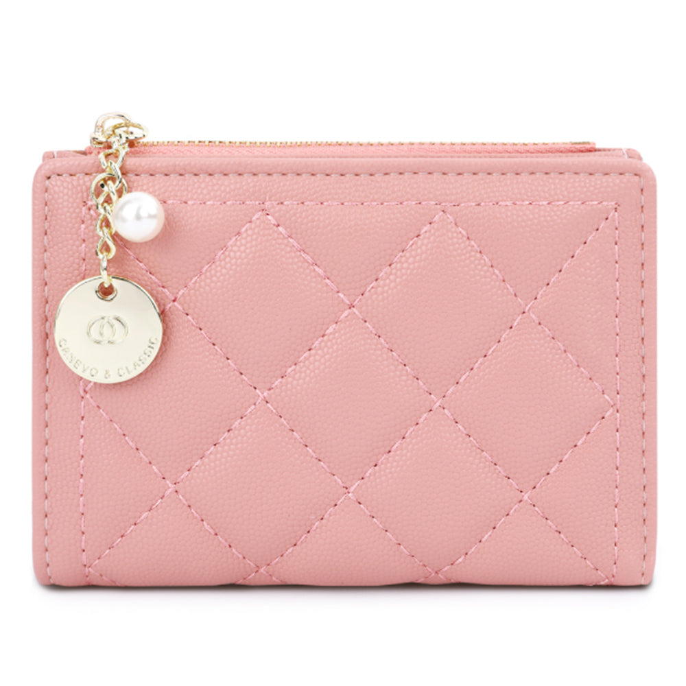 TAILIAN T2602-288 Rhombus Decor Leather Wallet Women's Clutch Purse with Pearl Decor
