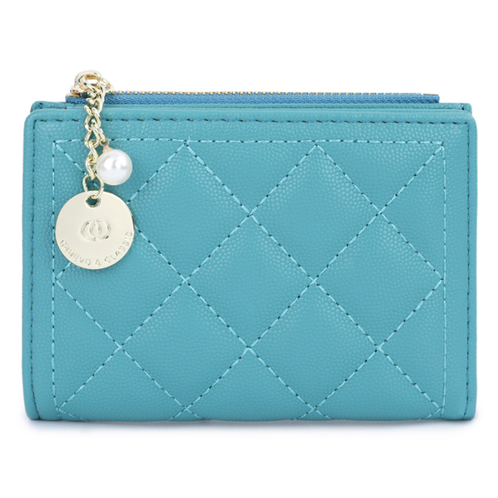 TAILIAN T2602-288 Rhombus Decor Leather Wallet Women's Clutch Purse with Pearl Decor