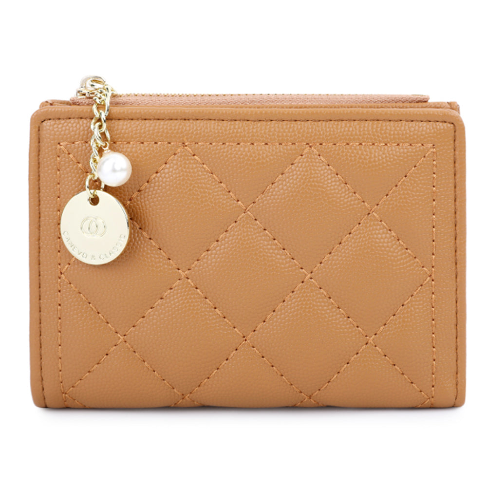 TAILIAN T2602-288 Rhombus Decor Leather Wallet Women's Clutch Purse with Pearl Decor