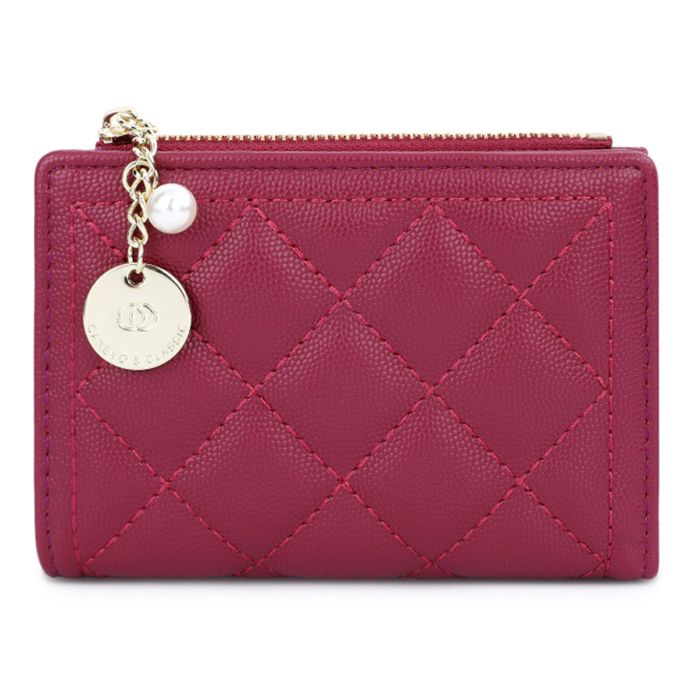 TAILIAN T2602-288 Rhombus Decor Leather Wallet Women's Clutch Purse with Pearl Decor