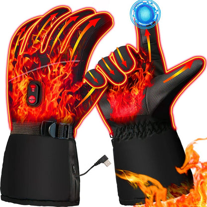 1 Pair Touch Screen Heating Gloves Multi-Function Temperature Adjustable Electric Thermal Gloves for Snowboard Cycling Ski (No Battery)