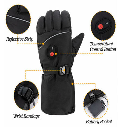 1 Pair Touch Screen Heating Gloves Multi-Function Temperature Adjustable Electric Thermal Gloves for Snowboard Cycling Ski (No Battery)