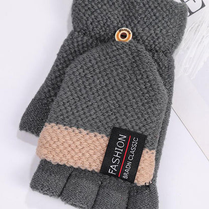 1 Pair USB Electric Heating Warm Gloves Winter Double-side Heated Half Finger Gloves with Flap Lid