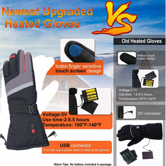 1Pair Portable Electric Heated Gloves for Winter Battery Heating Thermal Gloves Touchscreen Function Hand Warmer