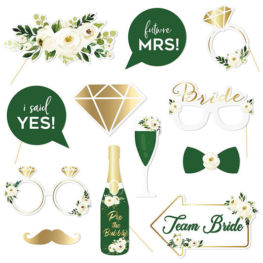 12Pcs / Set Wedding Photo Booth Props Engagement Bride Selfie Props Party Decoration