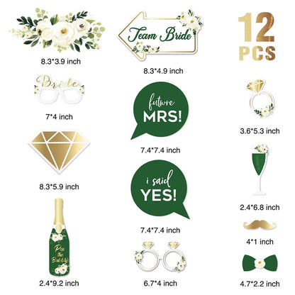 12Pcs / Set Wedding Photo Booth Props Engagement Bride Selfie Props Party Decoration