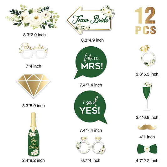 12Pcs / Set Wedding Photo Booth Props Engagement Bride Selfie Props Party Decoration