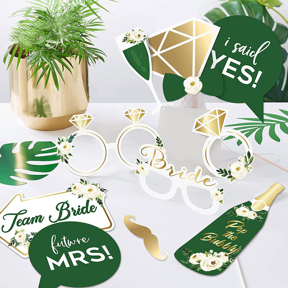 12Pcs / Set Wedding Photo Booth Props Engagement Bride Selfie Props Party Decoration
