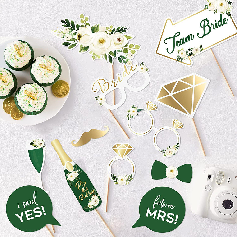 12Pcs / Set Wedding Photo Booth Props Engagement Bride Selfie Props Party Decoration