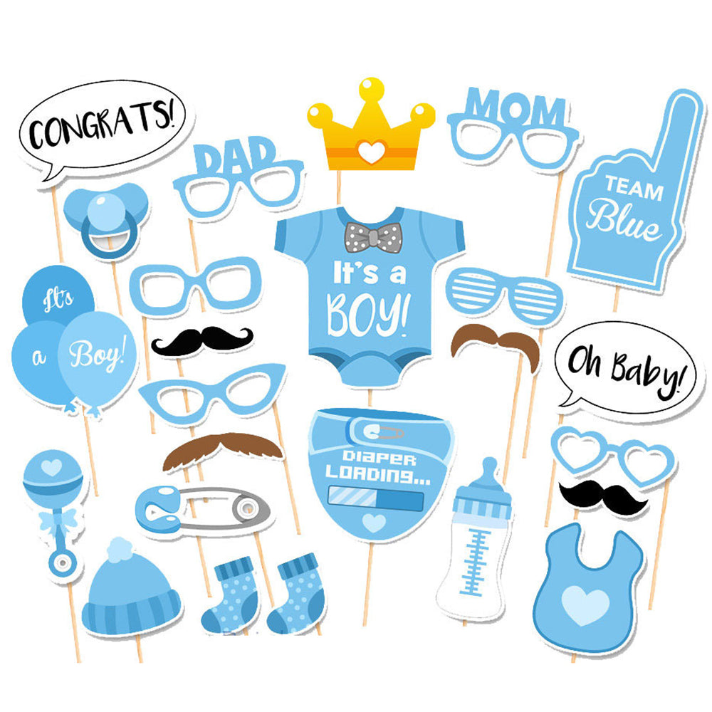 25Pcs / Set Baby Shower Photo Booth Props Newborn Baby Boy Girl Party Decoration DIY Supply