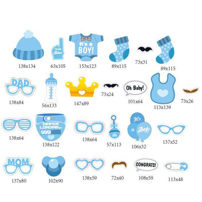 25Pcs / Set Baby Shower Photo Booth Props Newborn Baby Boy Girl Party Decoration DIY Supply