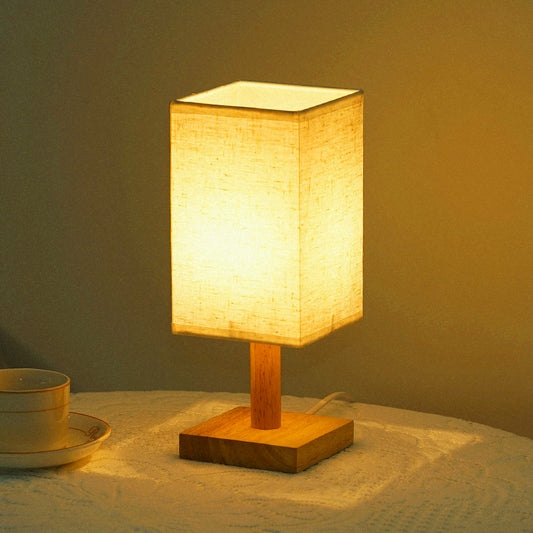 TA-066 Wood+Cloth Stepless Dimming Night Light USB LED Table Lamp Home Decor