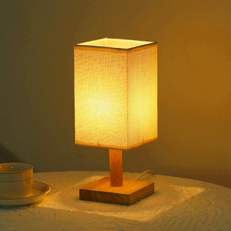 TA-066 Wood+Cloth Stepless Dimming Night Light USB LED Table Lamp Home Decor