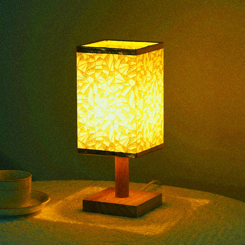 TA-066 Wooden Base Cloth Lampshade LED Table Lamp Home Decorative USB Night Light