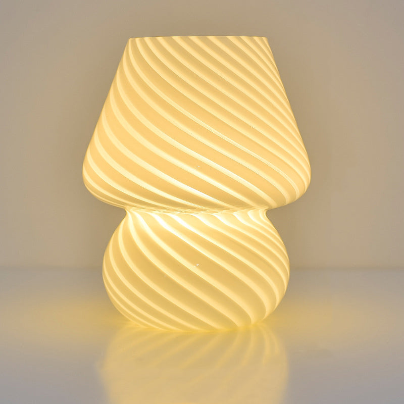 TA-033 Glass Mushroom Lamp Bedside Lamp Stepless Dimming Glass Nightstand Night Light Reading Light for Home Decor