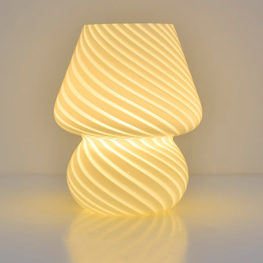 TA-033 Glass Mushroom Lamp Bedside Lamp Stepless Dimming Glass Nightstand Night Light Reading Light for Home Decor