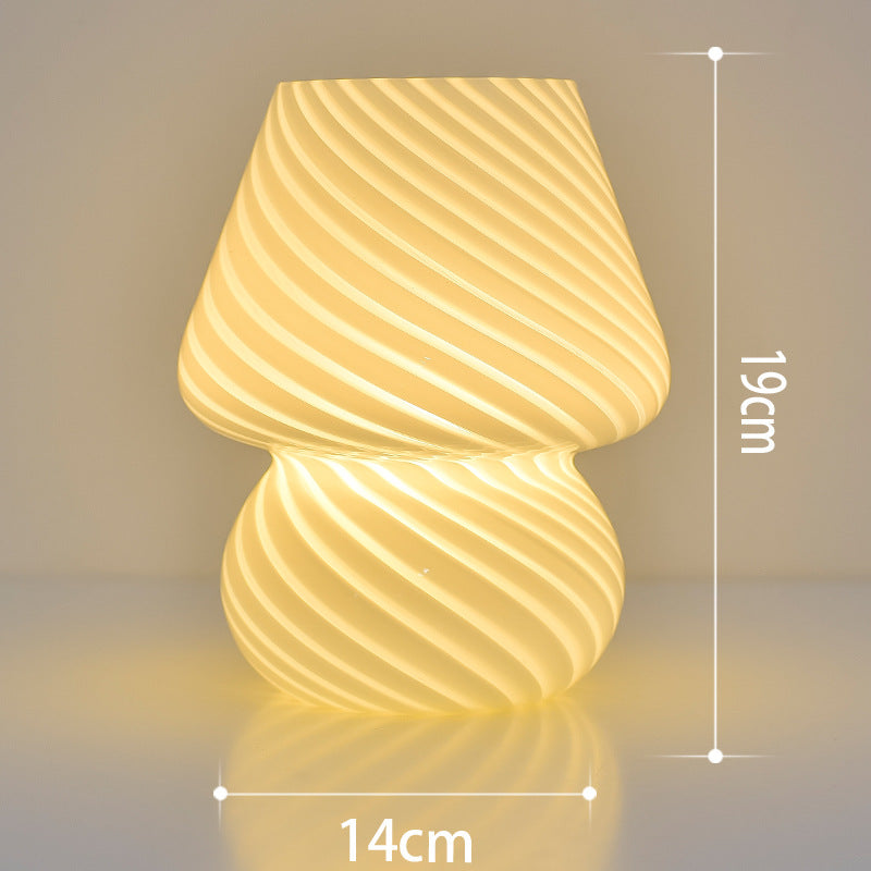 TA-033 Glass Mushroom Lamp Bedside Lamp Stepless Dimming Glass Nightstand Night Light Reading Light for Home Decor