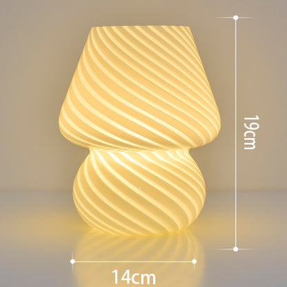 TA-033 Glass Mushroom Lamp Bedside Lamp Stepless Dimming Glass Nightstand Night Light Reading Light for Home Decor