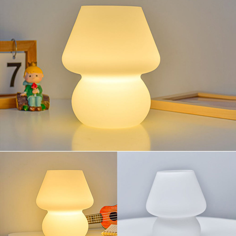 TA-033 Glass Mushroom Lamp Bedside Lamp Stepless Dimming Glass Nightstand Night Light Reading Light for Home Decor