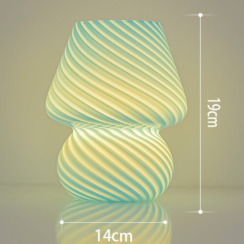 TA-033 Glass Mushroom Lamp Bedside Lamp Stepless Dimming Glass Nightstand Night Light Reading Light for Home Decor