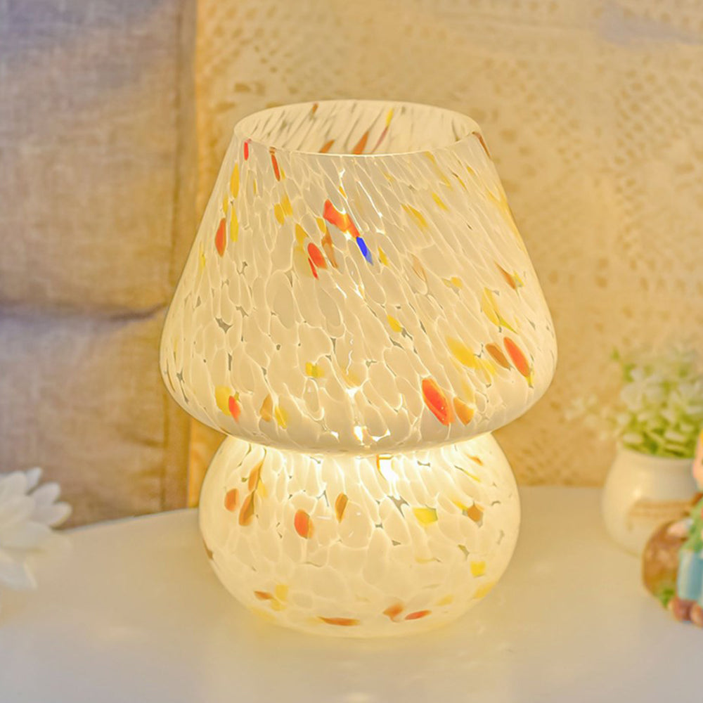 TA-033 Glass Mushroom Lamp Bedside Lamp Stepless Dimming Glass Nightstand Night Light Reading Light for Home Decor