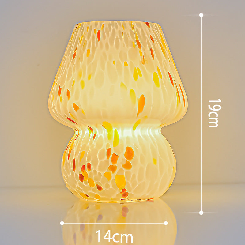 TA-033 Glass Mushroom Lamp Bedside Lamp Stepless Dimming Glass Nightstand Night Light Reading Light for Home Decor