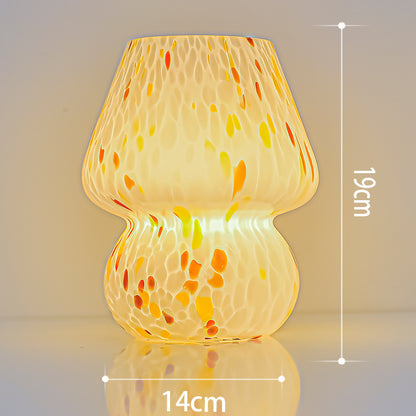 TA-033 Glass Mushroom Lamp Bedside Lamp Stepless Dimming Glass Nightstand Night Light Reading Light for Home Decor