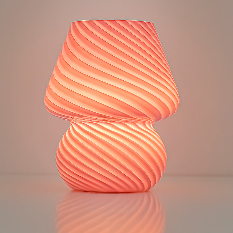 TA-033 Glass Mushroom Lamp Bedside Lamp Stepless Dimming Glass Nightstand Night Light Reading Light for Home Decor