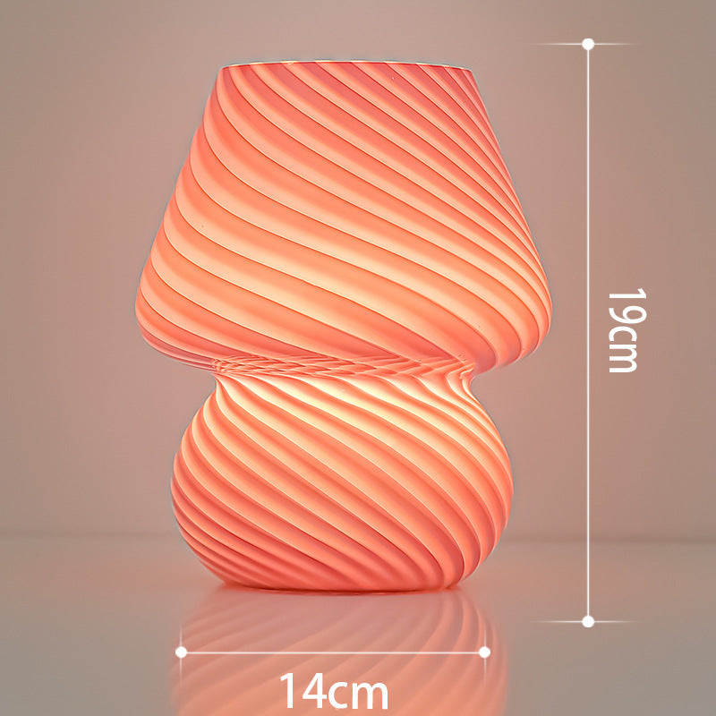 TA-033 Glass Mushroom Lamp Bedside Lamp Stepless Dimming Glass Nightstand Night Light Reading Light for Home Decor