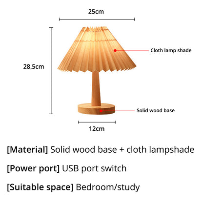 TA-016 Touch Control Table Lamp Pleated Shade Night Lamp 1600mAh Bedside Desk Lamp for Bedroom Living Room